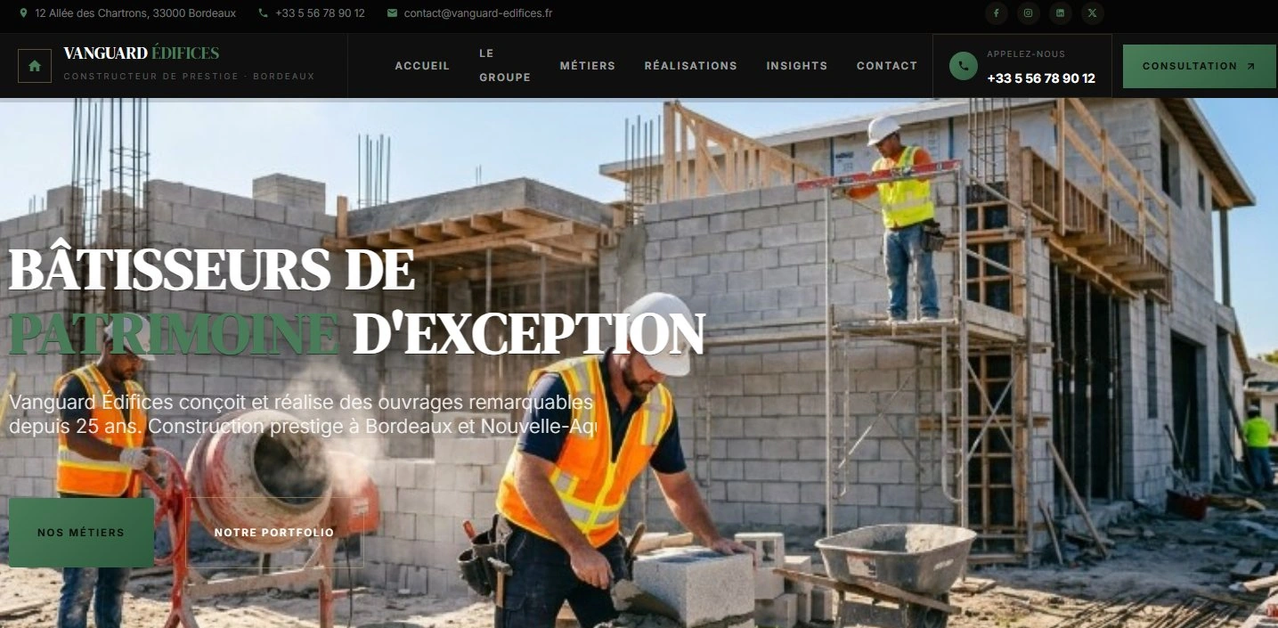 Site web pedreiro — página interior